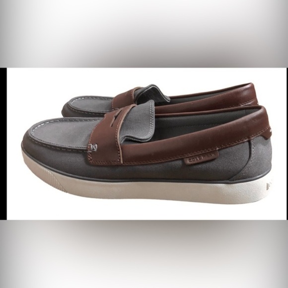 Cole haan men’s grey‎ & brown nantucket penny loafers new size 10.5 brand new